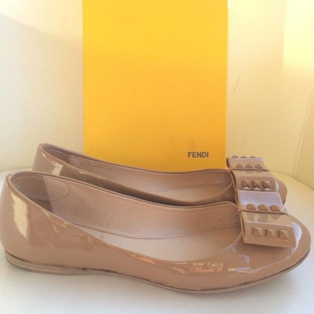 SOLD Fendi Nude Patent Leather Ballerina Bow Studs